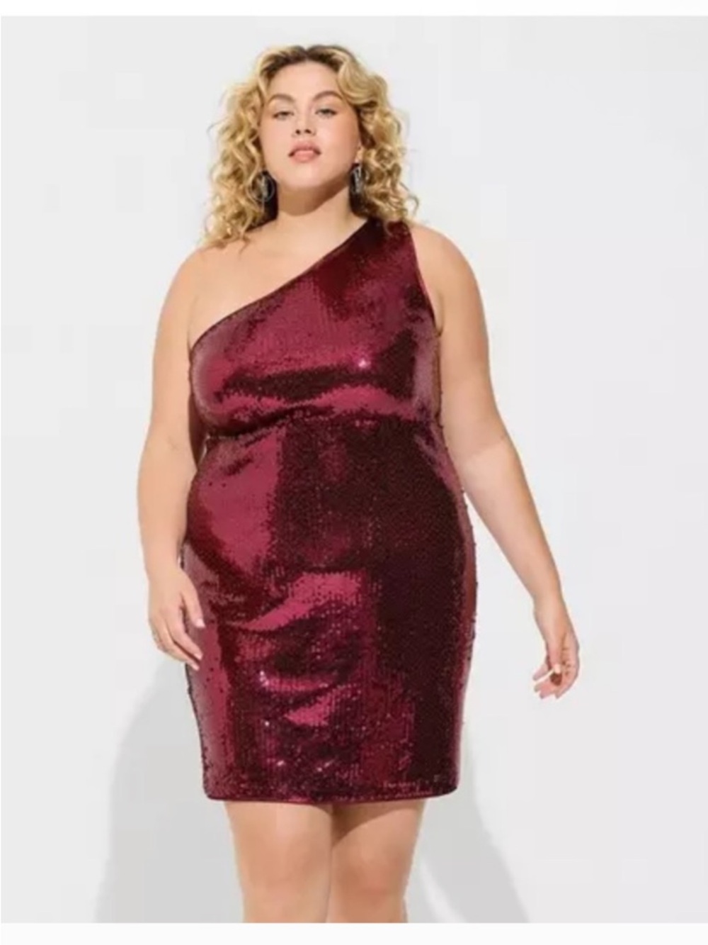 Torrid  Wine Sequin dress, one shoulder